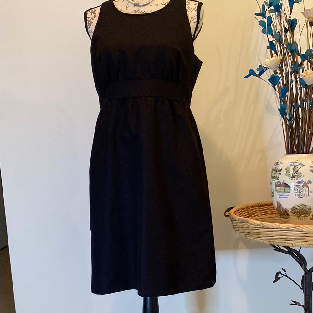 J. Crew Black round neck dress open back Sheath Dress 10P